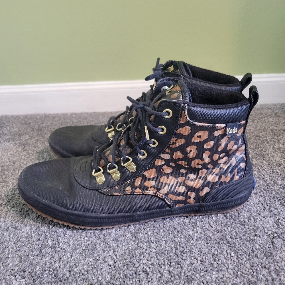 Keds Black and Brown Leopard Print Boots